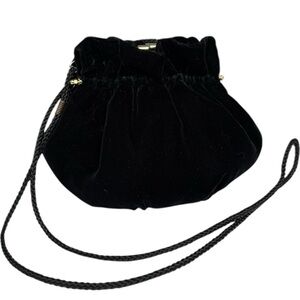 Vintage La Regale Black Velvet Frame Pouch Evening Bag Mini Bag Prom Party